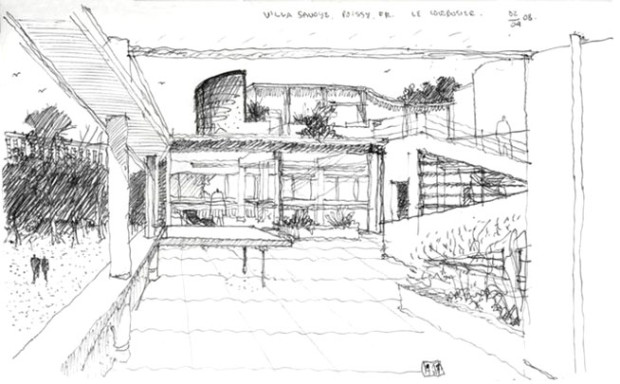 Boceto para Villa Saboya - Le Corbusier
